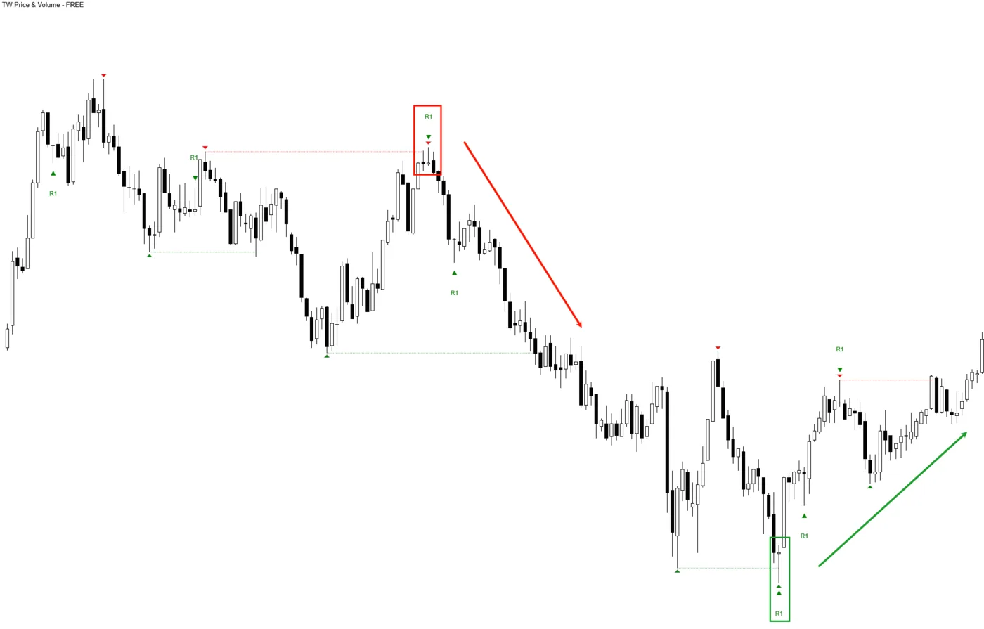 TW Price & Volume indicator running on a NinjaTrader 8 chart